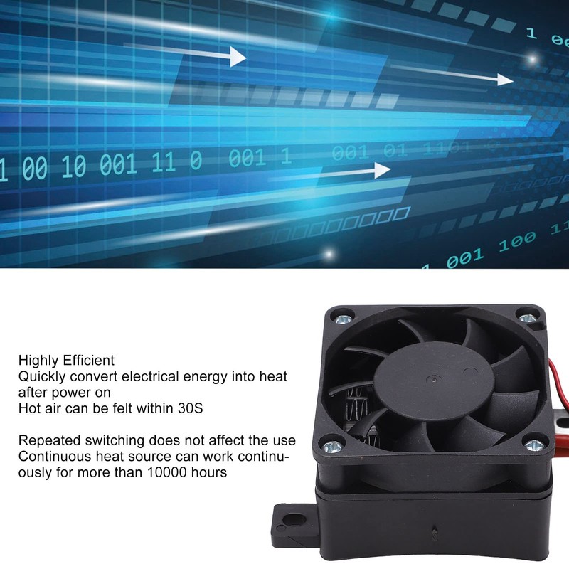 shenruifa Mini PTC Heater, DC 12V 50W Ceramic Air Heater,