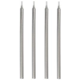 Metallic Silver Birthday Candles 5", 12 Ct.