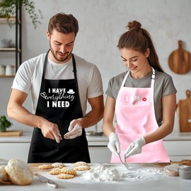Couples Unique Gifts Funny, Cooking Aprons Gifts for Couple, Engagement Gifts for Couples Who Have Everything, Funny Couple Gifts Adjustable Apron Set for Women Men Anniversary Valentine’s Day