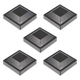 Plum Fittings 3" x 3" Square Black Aluminum Post Cap for Aluminum Fence Posts | Black Post Caps (5 Pack)
