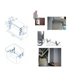 Cabinet Door Vertical Swing Lift Up Stay Pneumatic Arm Kitchen Mechanism Hinges (Silver)