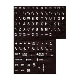 Alphanumeric Replacement Keyboard Labels - White Letters on Black Background