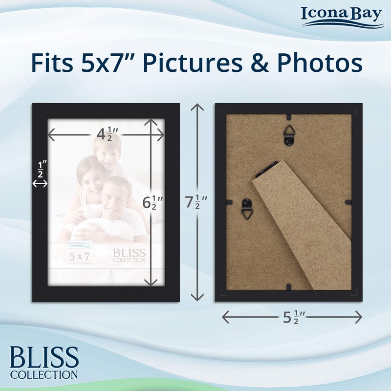 Icona Bay - 5x7 Black Picture Frame - Modern Style