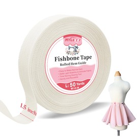 MYLbeter 50 Yards Fishbone Rolled Hem Tape Ban Roll Tape for Sewing Narrow Hem Chiffon Fabric Rolled Hem Guide Edge Sewing Tool Fishbone Boning Lining Hemming Tape Sewing Accessories and Supplies