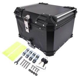 Bisenya 55L Motorcycle Top Case, Motorcycle Rear Box Travel Motorcycle Case with Safety Lock for Motorcycle Helmet Helmet, Waterproof Motorcycle Top Box (Black)