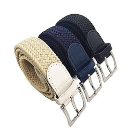 Safekeepers Women's Stretch Belt Elastic Belt 30 mm Pack of 3, Black, Blue and Beige