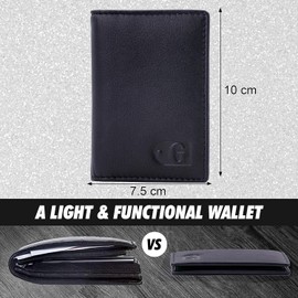 Glamicci Bifold Small Wallet for Men & Women | RFID Blocking Leather Slim Wallet for Men & Card Wallet | Genuine Leather Wallet RCH2BK-OG (Black & Orange)