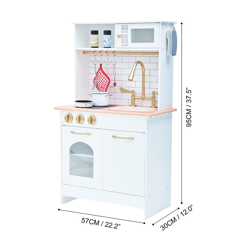 Teamson Kids Little Chef Boston Compact Farmhouse Interactive Wooden Play