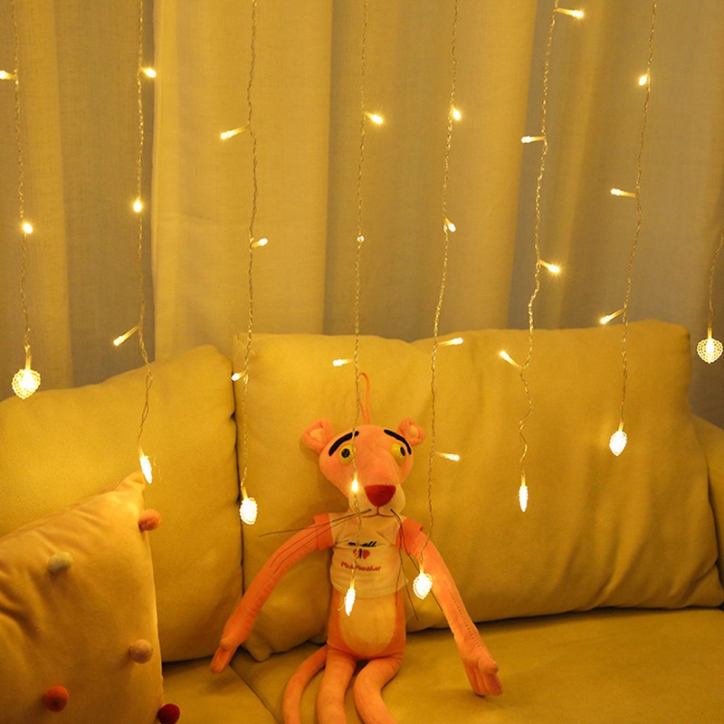 Waterproof Loving Heart Shape LED Light String Window Curtain Lamp