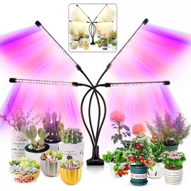 LEOTER 4 Head Led Grow Light With Timer Dimmable Modes For Indoor Plants 80 Leds