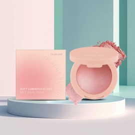 Rubor en Polvo - Polvo de Rubor Rosa para Maquillaje Productos de Belleza con Brillo Duradero, Cosméticos Altamente Pigmentados para Mujeres y Niñas de Todos los Tonos de Piel, Maquillaje