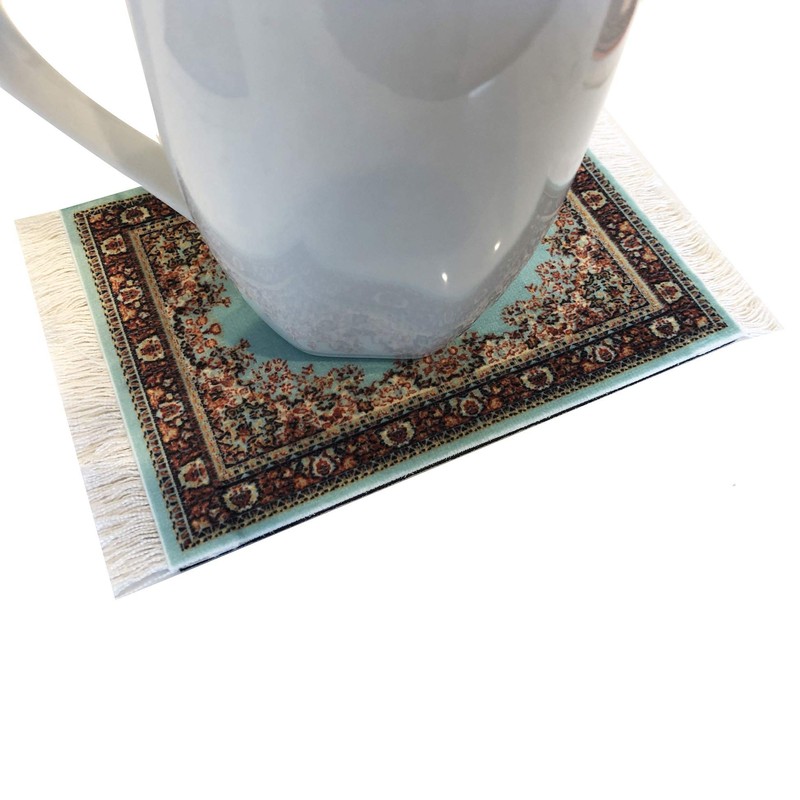 Carpet Coasters, Set 4 Turkish Rug Style Table Drink mats,