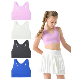 Sascina Training Bra for Girls 8-10 Girls Seamless First Bralettes Racerback Light Sports Bras - No Pads, Chest Double Lined