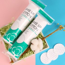 Pure Cotton Cleansing Pads, 100 Count Disposable Round Facial Wipes (1 Pack) 5.8CM / One Side Distinctive Textured Surface, New Pure English Packaging 10ea