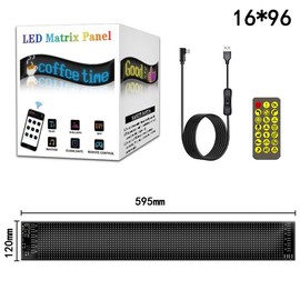 MIOOTLY LED RGB Matrix Pixel Screen, 1 Count Scrolling Bright Advertising LED Sign, Flexible USB Powered 5V Bluetooth-Compatible LED Light Car Sign with APP Control, Decorative Lamp #spingtok - Specification: 16x96 LEDs 12x59CM