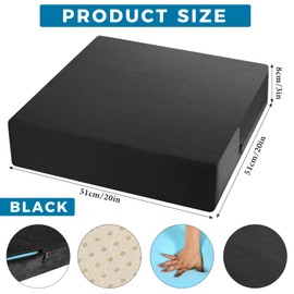 Menkxi Recliner Cushions for Elderly, Thicken Memory Foam Seat Cushion, Square Chair Cushions Non Slip Pads for Recliners, Armchairs, Relief and Comfort(Black, 20 x 20 x 3 Inch)