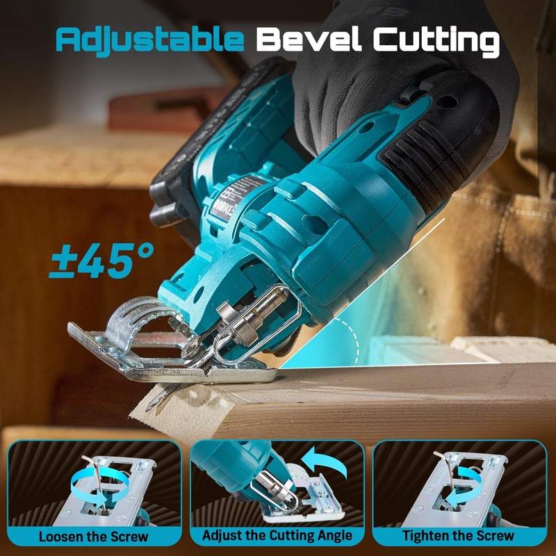 SEESII Cordless Jig Saw 21V, Electric Jigsaw Tool with 2×