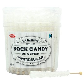 Extra Large Rock Candy Sticks: 36 White Crystal Rock Candy Sticks - Original - Individually Wrapped for Party Favors, Candy Buffet, Showers, Receptions, Old Fashioned Espeez Bulk Candy on a Stick