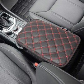 Monrand Center Console Armrest Pad, Universal Car Armrest Cover Fit for Most Vehicle, SUV, Truck Car Accessories (Red-XL)