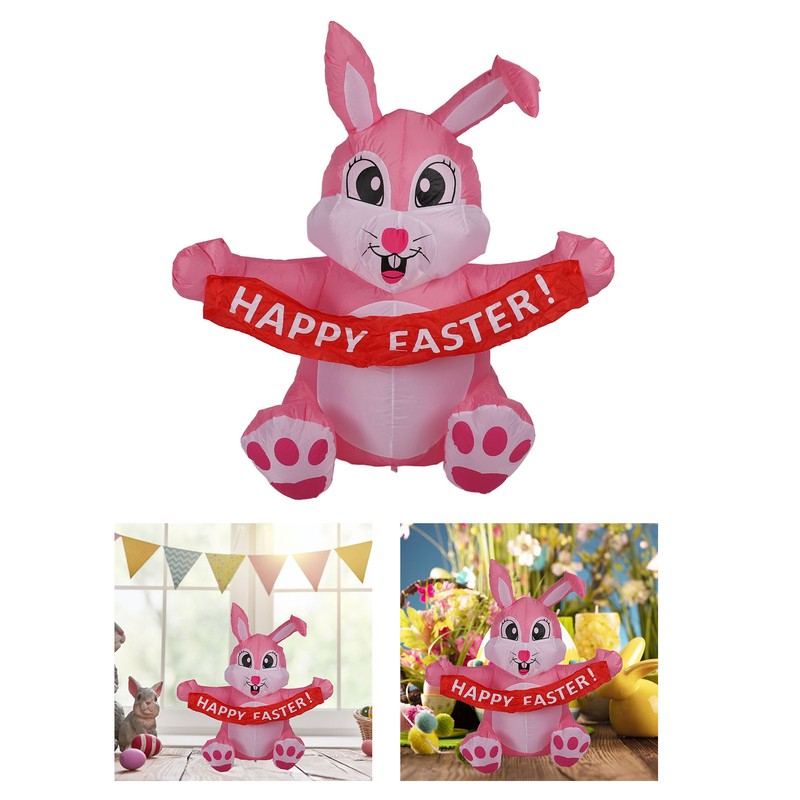 4.9ft Easter Inflatable Bunny Happy Easter Bunny Decoration Outdoor Blow