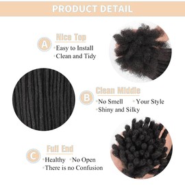 Handmade Human Hair Dreadlocks, 0.6cm/20strands Dreadlock Extension 100% Full Handmade Permanent Dreadlock Extension for Women/Men/Kids Can Be Dyed Bleached 14 inches