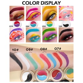 2 Colors Eyebrow Pomade Set-2 in 1 White Black Waterproof Eyebrow Cream Gel & Eye liner for Eye Makeup,Filling & Shaping Tinted Brow Filler with Brow Brush Tool,Eyebrow Color for Cosplay Stage Use-#10