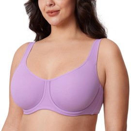DELIMIRA Women's Confishape Full Coverage Bra Plus Size Supportive Underwire Unlined Comfortable Bras Glaze Purple 36DD