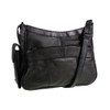 Womens Leather Handbag/Shoulder Bag with Side Mobile Pocket (Black)