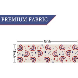 GPGHE 4th of July Table Runner Star Rainbow Fourth of July Independence Day Patriotic Memorial Day Kitchen Dining Table Decorations for Home Party Supplies Decor 13 x 48 Inch