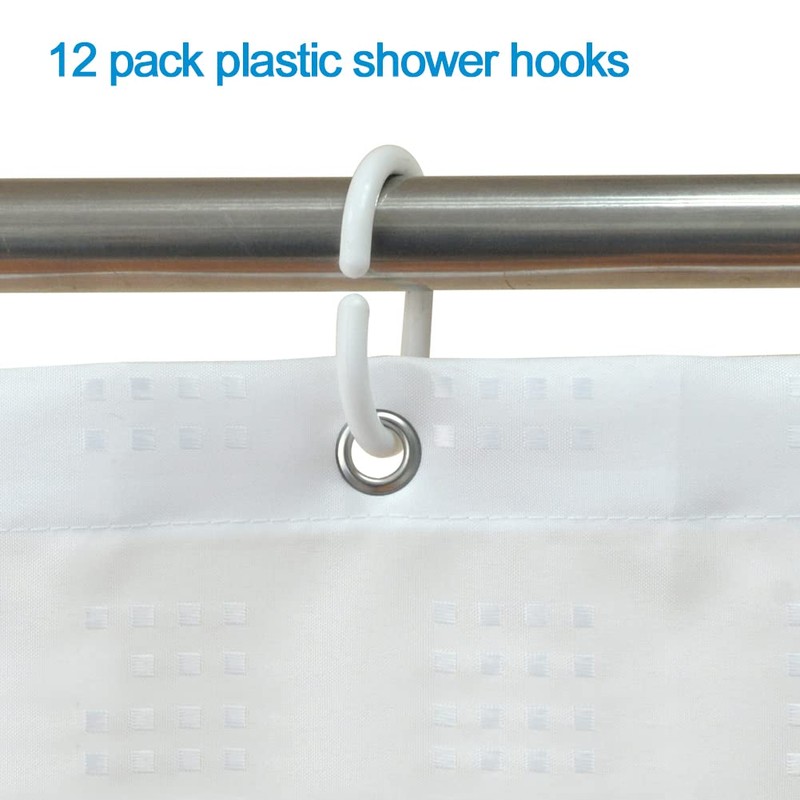 YISURE White Short Shower Curtain 40 inch Length, Small Fabric