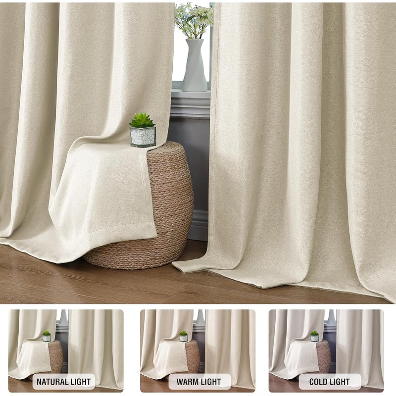 H.VERSAILTEX 90% Blackout Linen Curtains 84 Inches Long for Bedroom/Living
