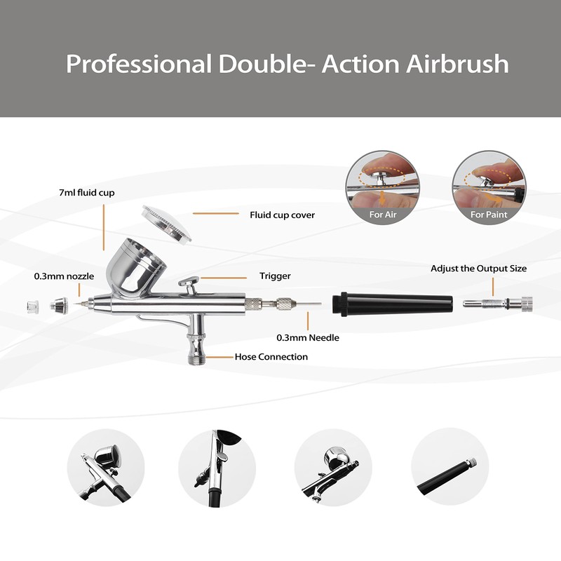 Timbertech Airbrush Kit With Compressor AS-186K With Airbrush Gun, Air