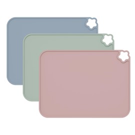 Login life Silicone Placemat for Kid Stain-Proof Non-Slip Toddle， Reusable Portable，Heat Resistant for Toddlers placemat 3 Pack