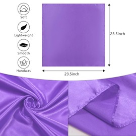 AWAYTR 23.6" Satin Neck Scarf Small Hair Scarf Women Silk Head Scarf Costume Bandana Girls Vintage Handkerchief Ribbon Scarf (Purple)