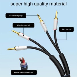 Tertullus 1 Pair Of High-End Speaker Cables OFC Silver-Plated With Banana Plugs Hifi Speaker Cables For Home Cinema, Amplifiers, Loudspeakers, Hifi Systems (Banana Plug To Banana Plug 2m)