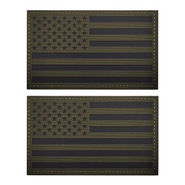 EmWoot 2PCS America American Flag Patches IR Infrared Reflective Patch Laser Cut Patch Hook and Loop(5x3 Inch ArmyGreen)