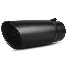 YITAMOTOR 5" Inlet Exhaust Tips, 5 inch Inlet 6in Outlet 15 in Long Stainless Steel Exhaust Tail Pipe Tips, 5" to 6" Universal Exhaust Tip, Bolt/Clamp On, Rolled Edge, Black Powder Coated