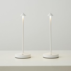 2 PACK Cordless Lamps,Battery Rechargeable Table Lamp,Portable Lamps,2 Level Brightness Dimmable Night Light,Minimalist Design,Cordless Table Lamps for Living Room/Restaurant/Couple Dinne(White)