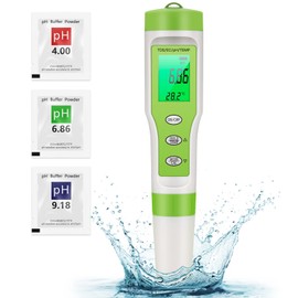 Ehomfy PH Meter PH Value Meter 4 in 1 Pool Tester pH TDS EC Temperature Pool Thermometer pH Meter (ATC) with High Accuracy Digital Water Tester with LCD Display for Pools Aquarium Drinking Water