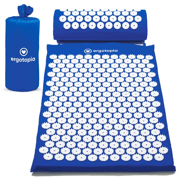 Ergotopia Acupressure Mat for Soothing Relaxation/Massage Mat for Quiet Moments and Better Blood Circulation/Includes Acupressure Pillow, 68 x 42cm