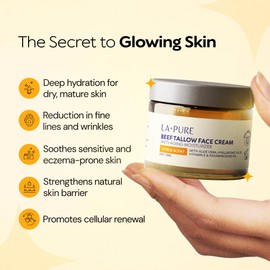 LA PURE Beef Tallow for Skin, Grass-Fed Tallow Face Cream with Hyaluronic Acid, Aloe Vera & Frankincense, Non-Greasy Anti-Aging Moisturizer, Citrus Scent, 2 oz