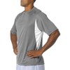 A4 Men's Color Block Performance Interlock T-Shirt, Graphite/ White, XX-Large