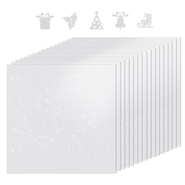 BEISHIDA White Cardstock Paper, 12" x 12" Glitter Cardstock, White Glitter Paper Sparkly Paper, 250GSM Craft Paper Sheet for Cricut, Scrapbooking, Crafts, DIY Art Projects and Decorations(15 Sheets)