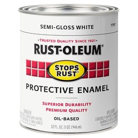 Rust-Oleum 7797502-2PK Stops Rust Brush On Paint, Quart (2 Pack), Semi-Gloss White, 2 Can