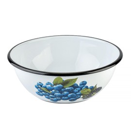 Aeiniwer Enameled Steel Bowl Blueberry Enamelware Serving Bowl Soup Bowl Salad Bowl Mixin Bowl (4L)