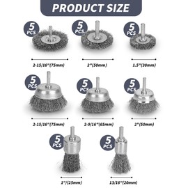 KEJJNYER 40 Pack Wire Wheel for Drill 1/4-Inch Hex Shank, Carbon Steel Wire Wheel Brush Set, Heavy Duty Wheel Brush, Cup Brush, Pen Brush Set for Rust Removal, Abrasive and Drill