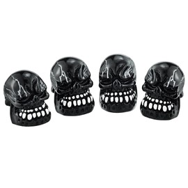 Arenbel Tire Stem Valve Caps 4 Pack Car Tire Valve Caps Skull Tire Wheel Rim Dust Cover fits Cars, Trucks, Bikes, Motorcycles, Bicycles，Attractive Car Accessories, Black