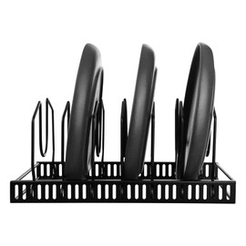 GRÄWE Stainless Steel Pot Lid Holder, Lid Holder for Drawers, Pot Lids, Cutting Boards, Plates, Pans with Adjustable Compartments, Lid Storage, Black