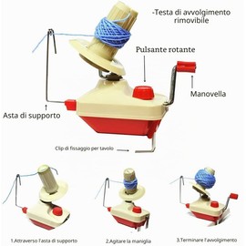 Avvolgitore per palline di filato, avvolgitore manuale per lana a sfera in fibra di filato Swift a mano per famiglia + 53 pezzi di ferri da maglia + 1PS forbici