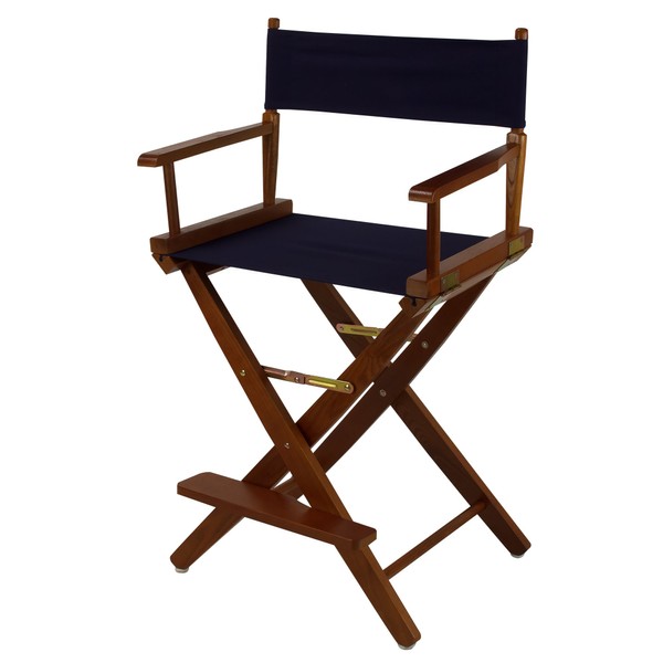 American Trails Extra-Wide Premium 24" Director's Chair Mission Oak Frame with Navy Canvas, Counter Height